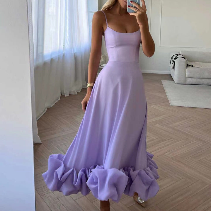 Women's Formal Sundress with Ruffle Hem | Thin Straps