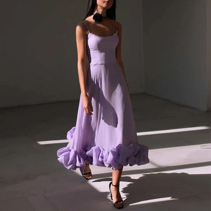 Women's Formal Sundress with Ruffle Hem | Thin Straps