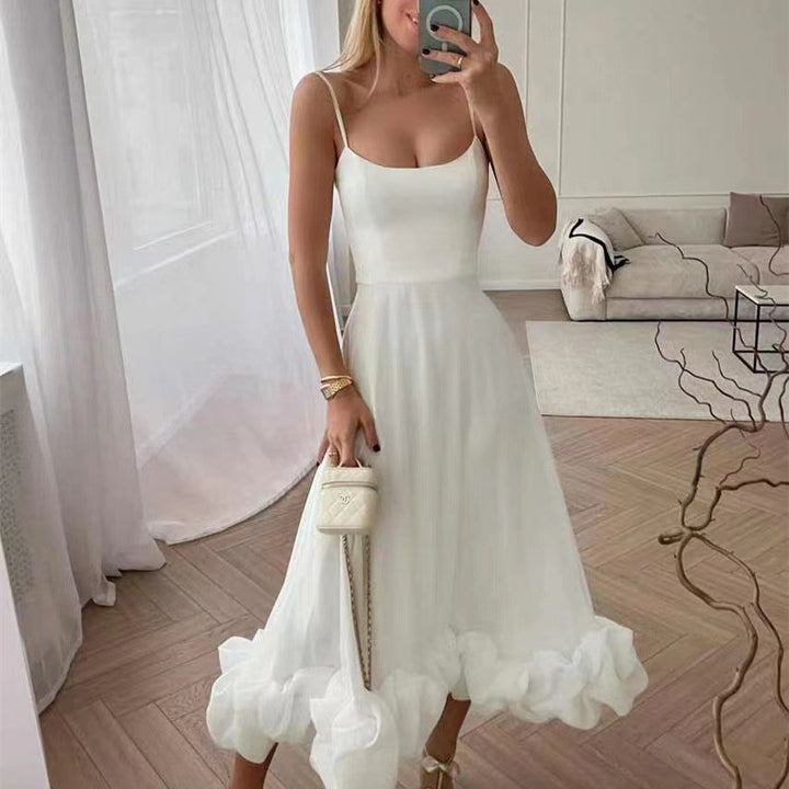 Women's Formal Sundress with Ruffle Hem | Thin Straps