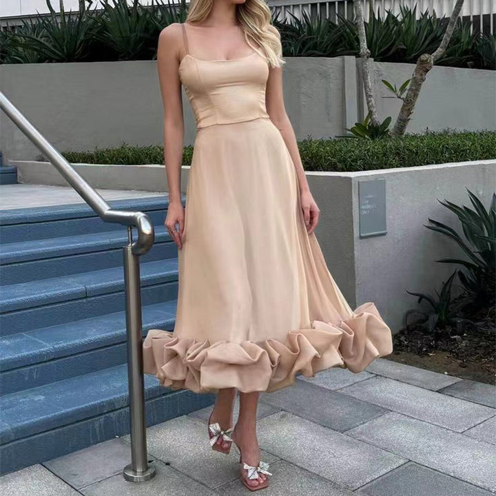 Women's Formal Sundress with Ruffle Hem | Thin Straps