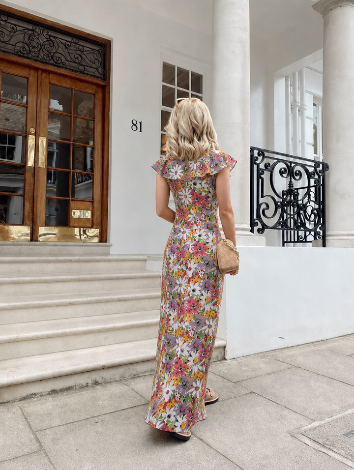 Women's Formal Sundress with Ruffle Sleeves | Floral