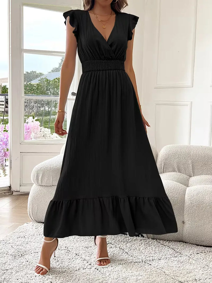 Women's Formal Sundress with Ruffle Sleeves | Smocked Waist