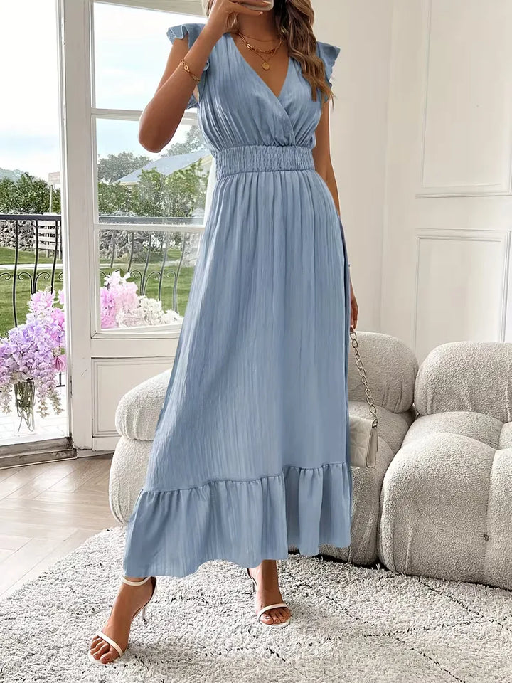 Women's Formal Sundress with Ruffle Sleeves | Smocked Waist