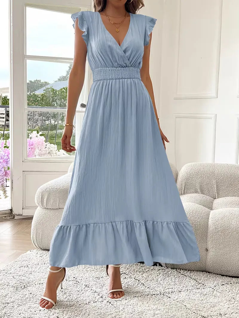 Women's Formal Sundress with Ruffle Sleeves | Smocked Waist