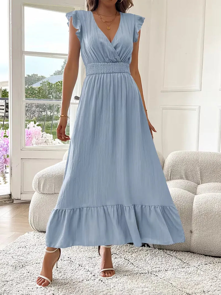 Women's Formal Sundress with Ruffle Sleeves | Smocked Waist