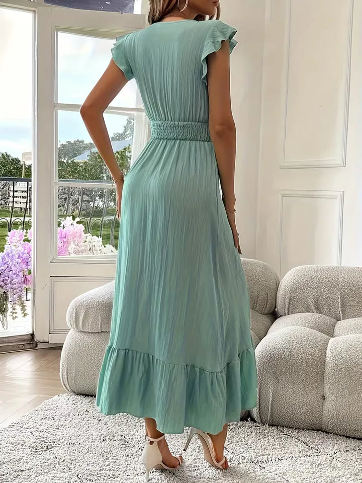 Women's Formal Sundress with Ruffle Sleeves | Smocked Waist
