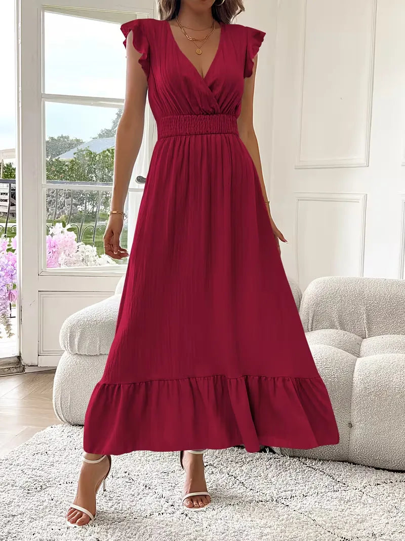 Women's Formal Sundress with Ruffle Sleeves | Smocked Waist
