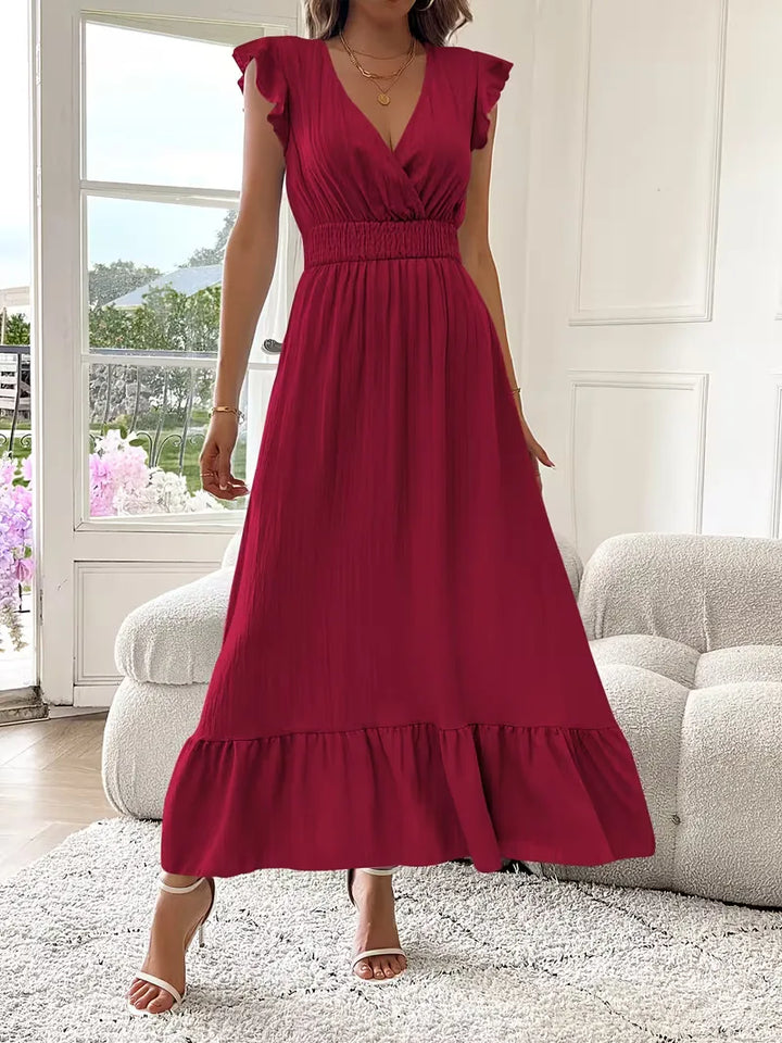 Women's Formal Sundress with Ruffle Sleeves | Smocked Waist