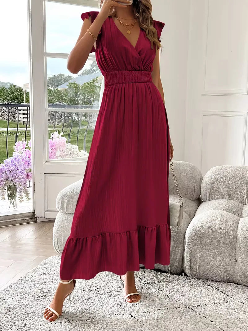 Women's Formal Sundress with Ruffle Sleeves | Smocked Waist
