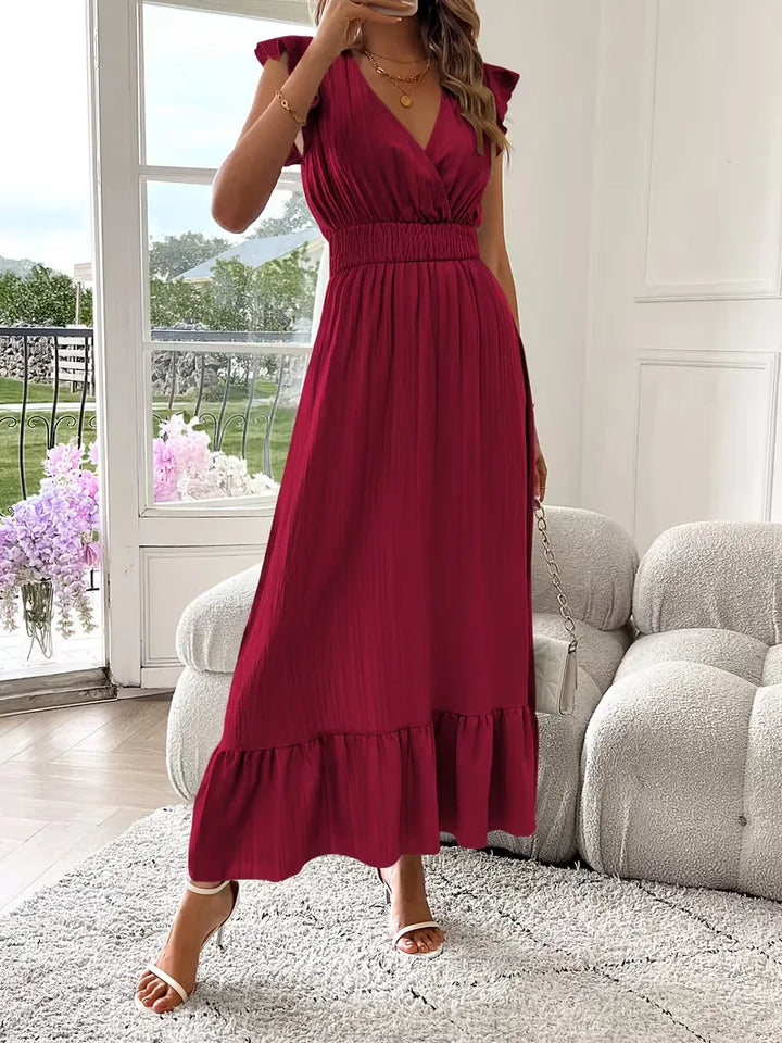 Women's Formal Sundress with Ruffle Sleeves | Smocked Waist