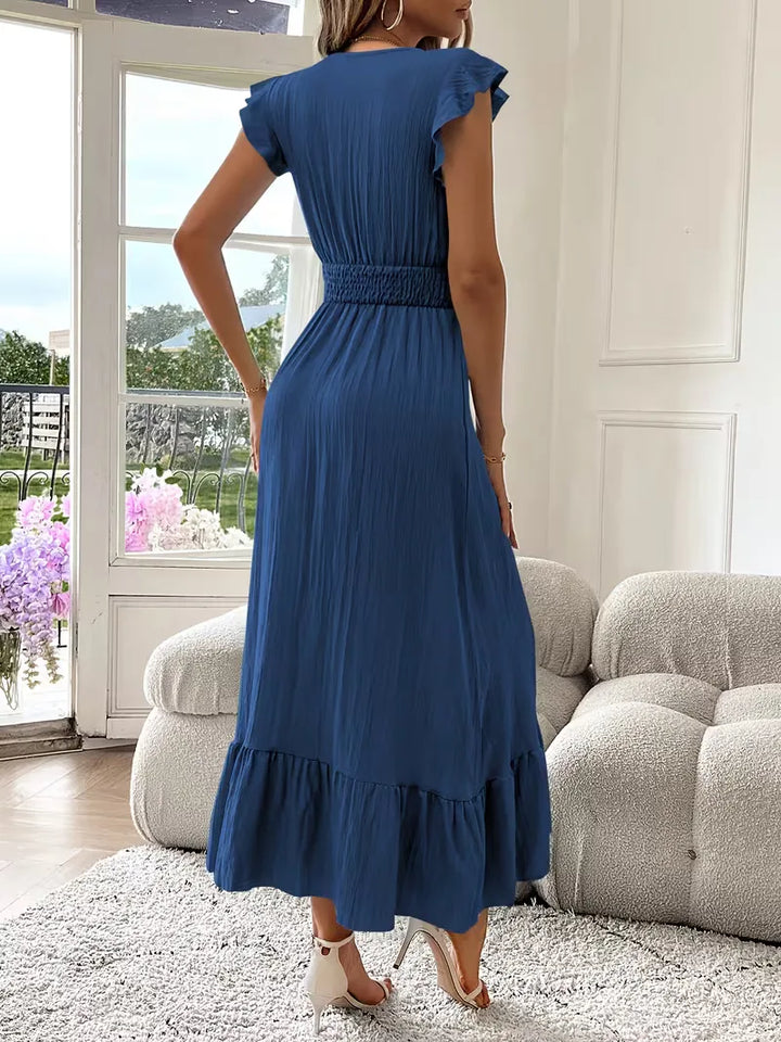Women's Formal Sundress with Ruffle Sleeves | Smocked Waist