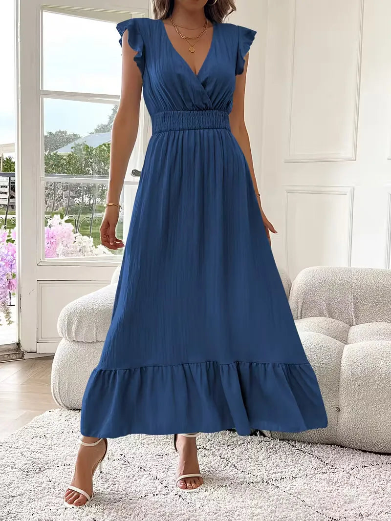 Women's Formal Sundress with Ruffle Sleeves | Smocked Waist