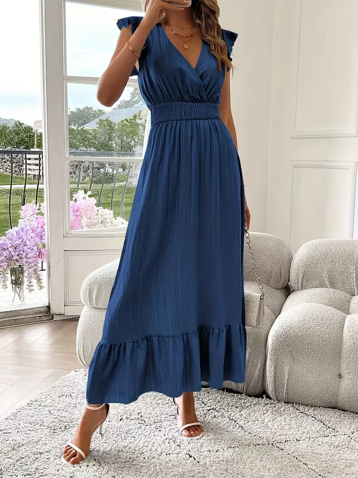 Women's Formal Sundress with Ruffle Sleeves | Smocked Waist
