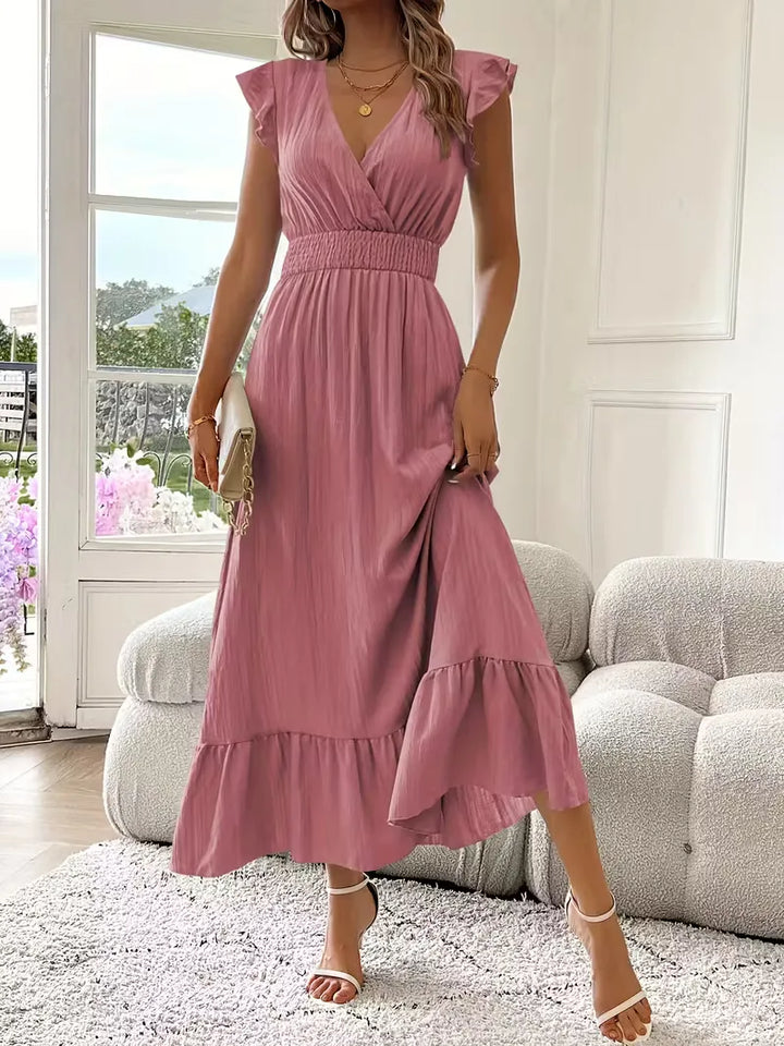 Women's Formal Sundress with Ruffle Sleeves | Smocked Waist