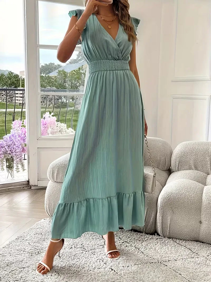 Women's Formal Sundress with Ruffle Sleeves | Smocked Waist