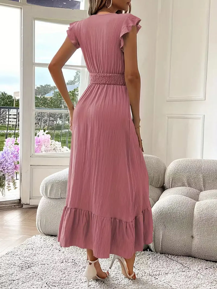 Women's Formal Sundress with Ruffle Sleeves | Smocked Waist