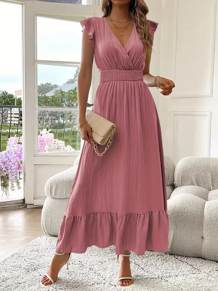 Women's Formal Sundress with Ruffle Sleeves | Smocked Waist