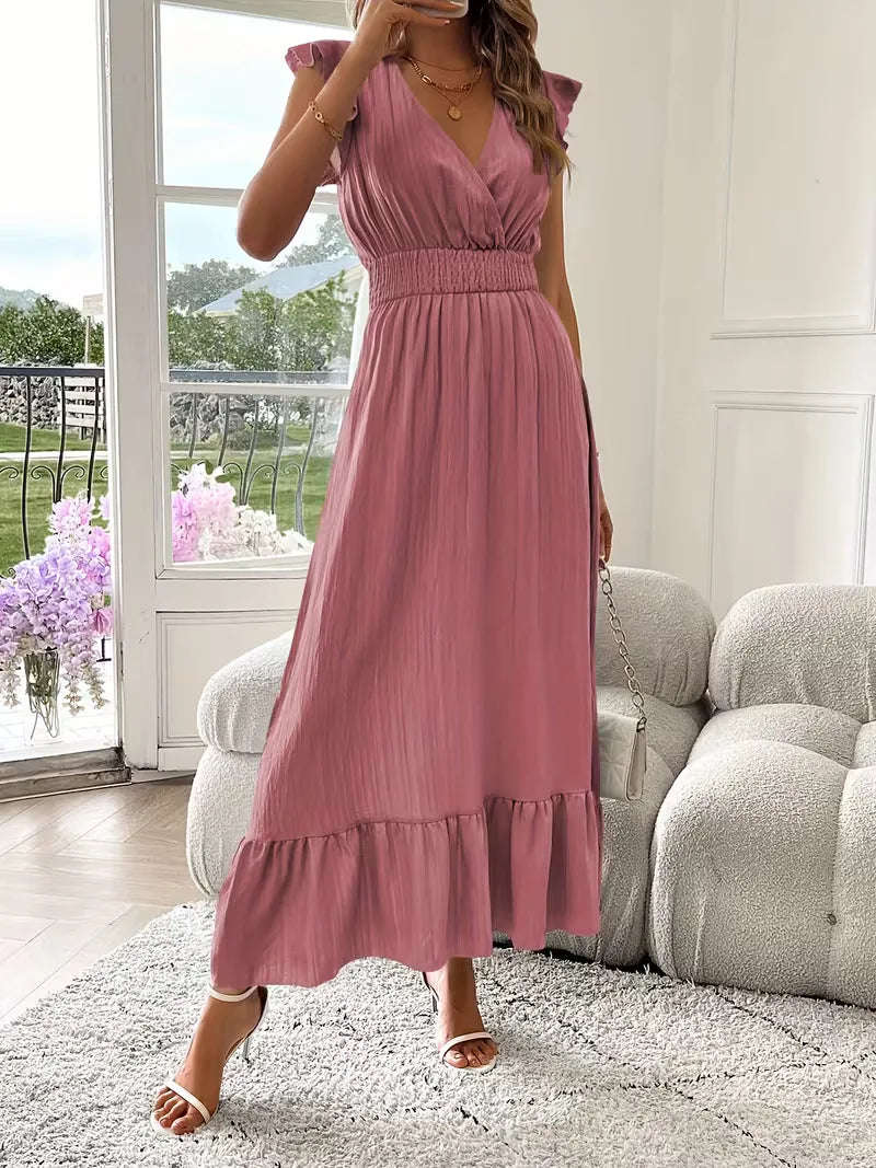 Women's Formal Sundress with Ruffle Sleeves | Smocked Waist