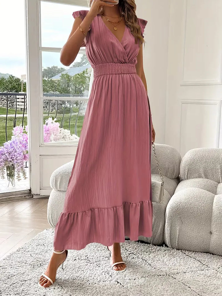 Women's Formal Sundress with Ruffle Sleeves | Smocked Waist