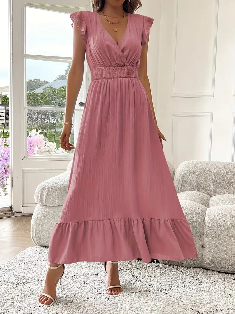 Women's Formal Sundress with Ruffle Sleeves | Smocked Waist