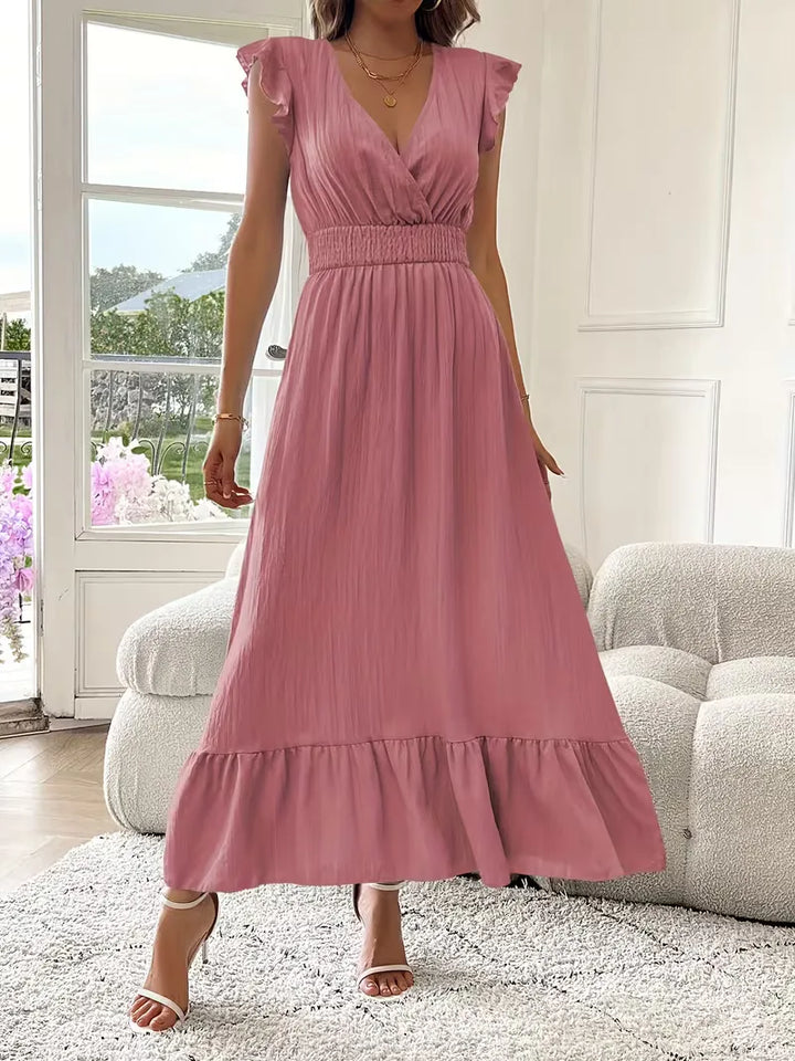 Women's Formal Sundress with Ruffle Sleeves | Smocked Waist