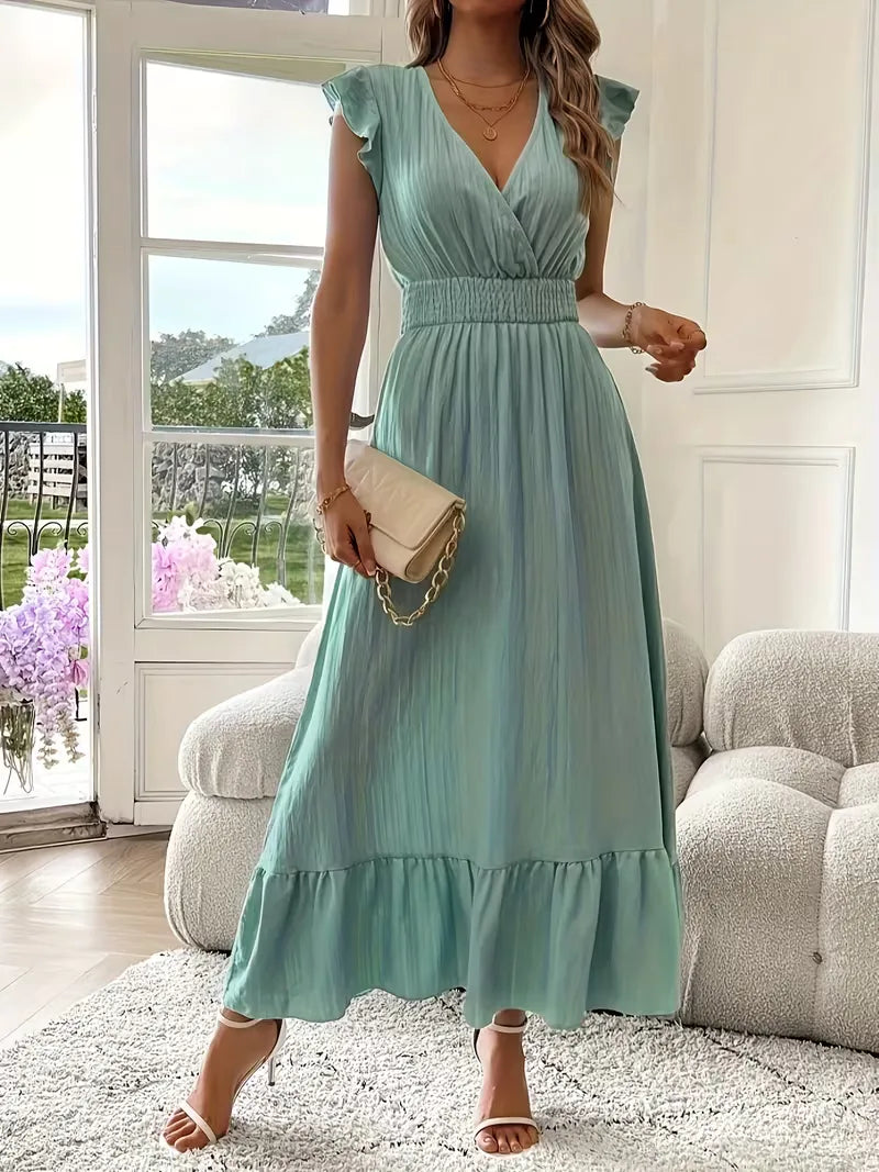 Women's Formal Sundress with Ruffle Sleeves | Smocked Waist