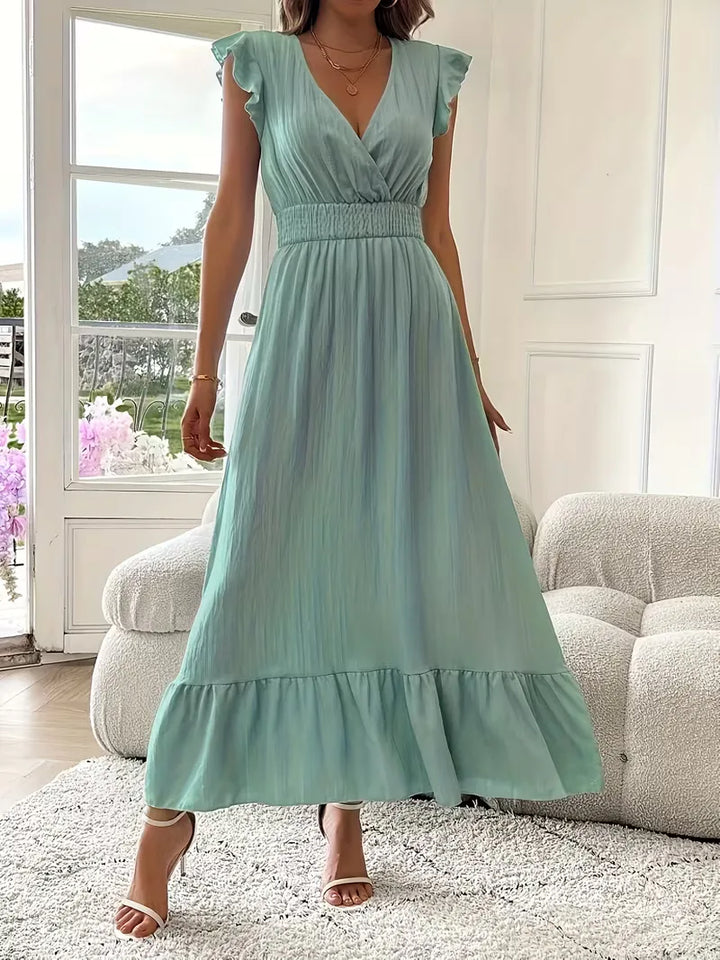 Women's Formal Sundress with Ruffle Sleeves | Smocked Waist