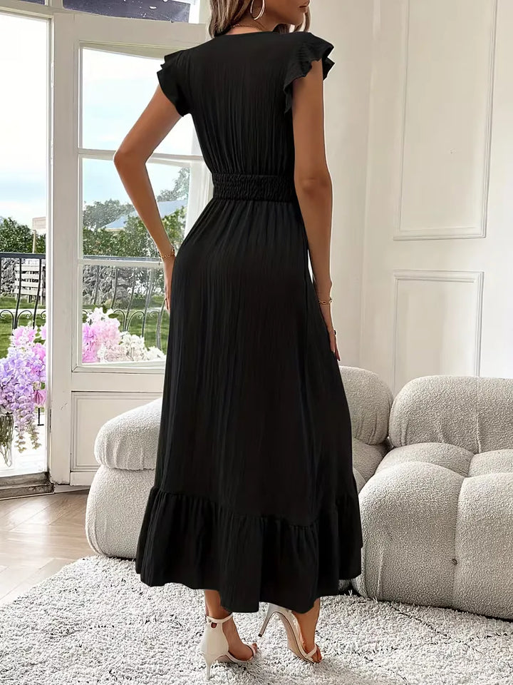 Women's Formal Sundress with Ruffle Sleeves | Smocked Waist