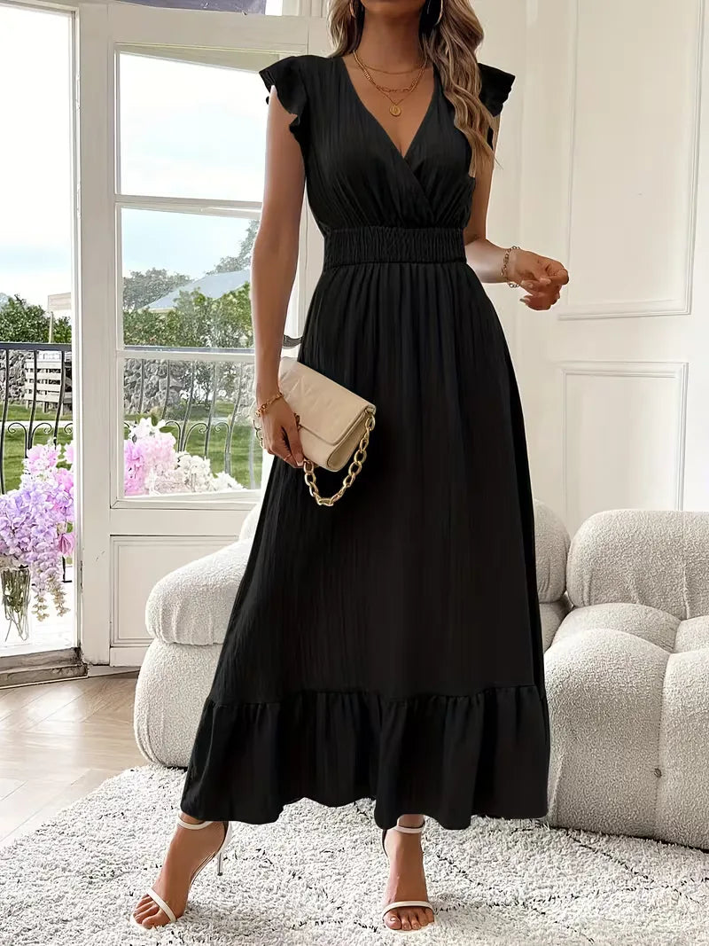 Women's Formal Sundress with Ruffle Sleeves | Smocked Waist