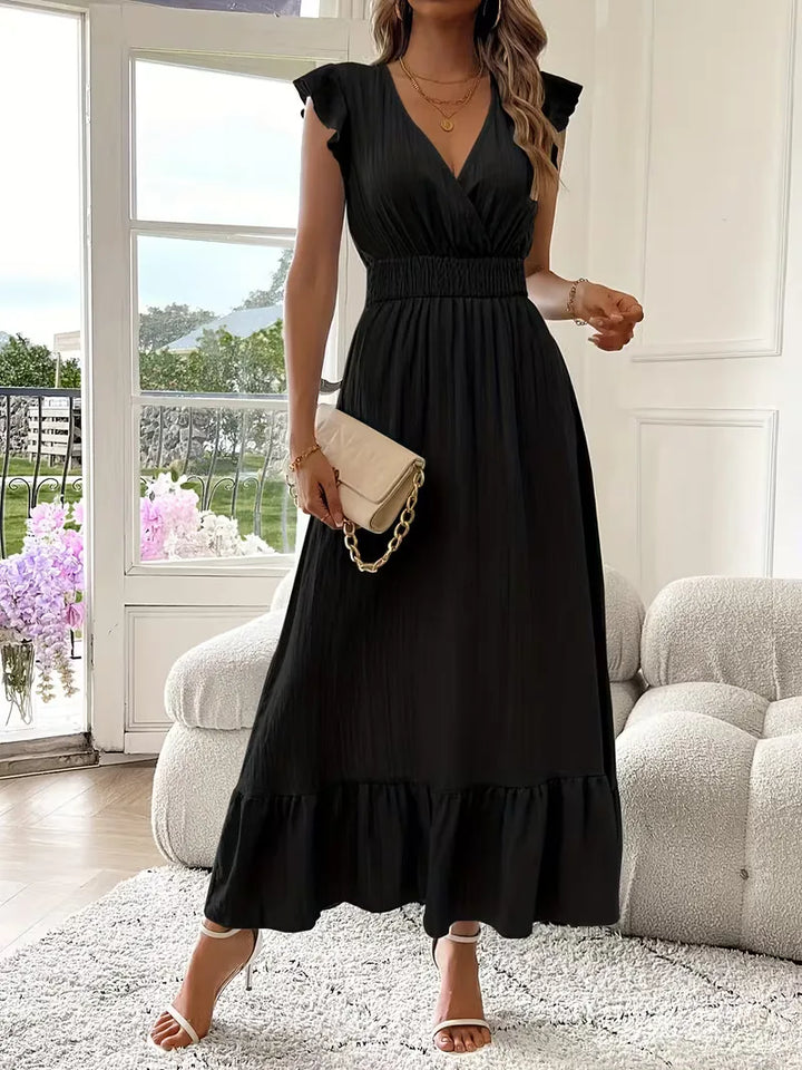 Women's Formal Sundress with Ruffle Sleeves | Smocked Waist