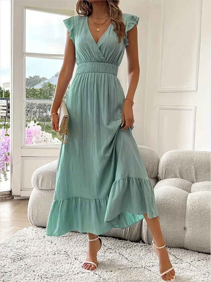 Women's Formal Sundress with Ruffle Sleeves | Smocked Waist