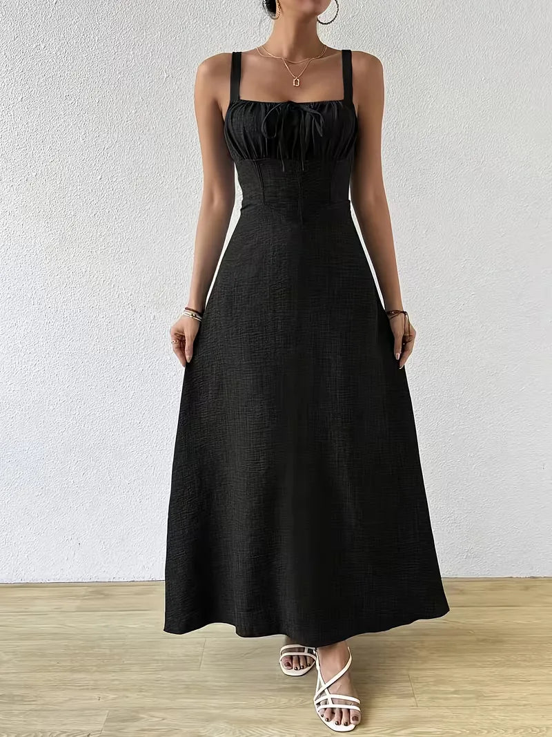 Women's Formal Sundress with Tie Front | Square Neck