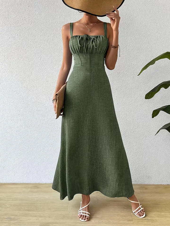 Women's Formal Sundress with Tie Front | Square Neck