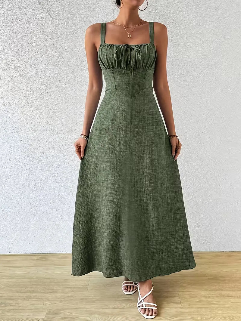 Women's Formal Sundress with Tie Front | Square Neck