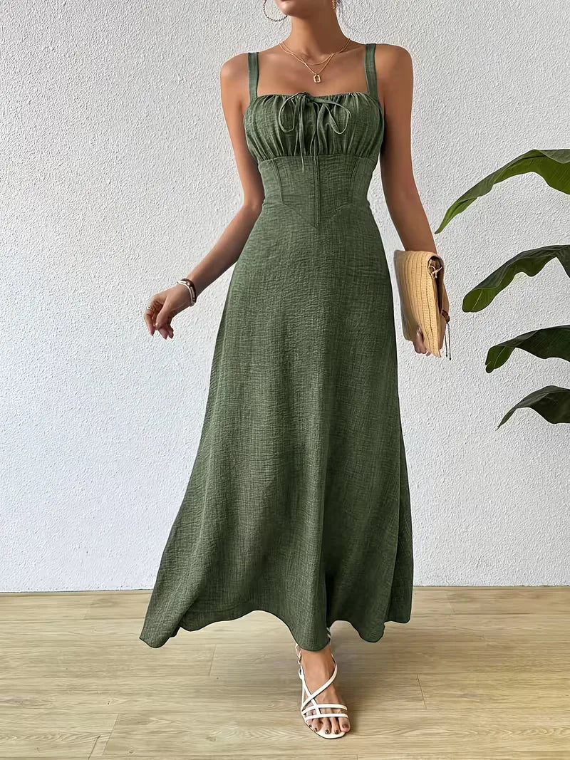 Women's Formal Sundress with Tie Front | Square Neck