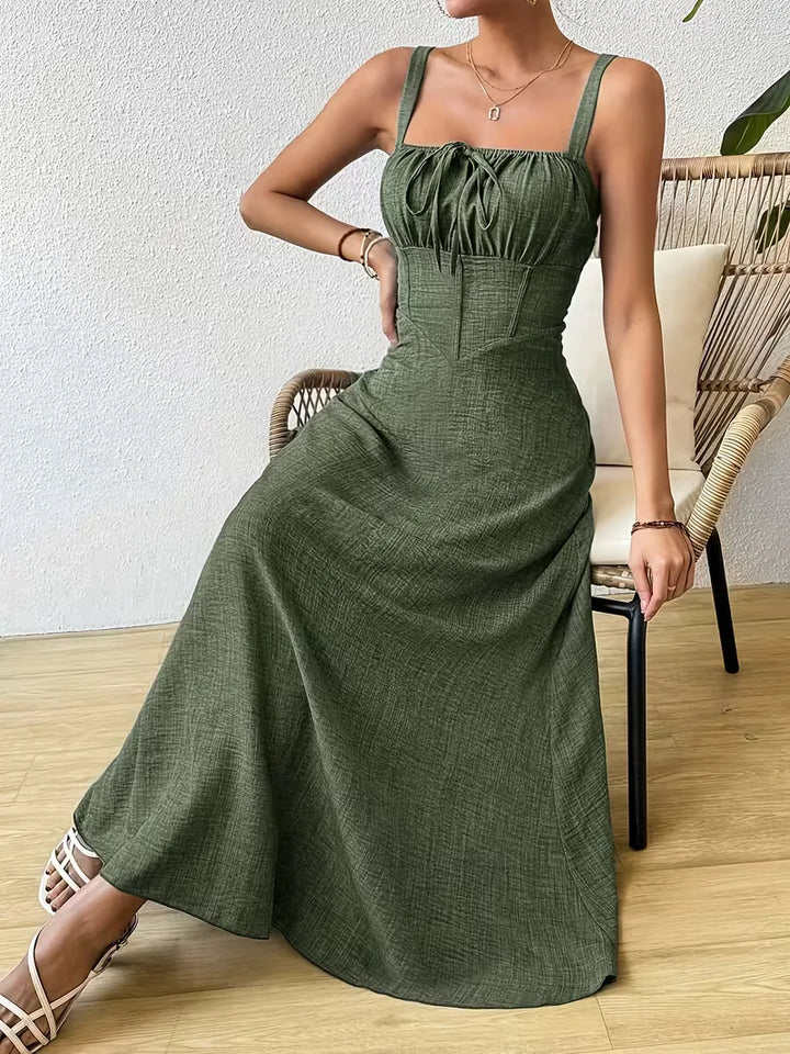 Women's Formal Sundress with Tie Front | Square Neck