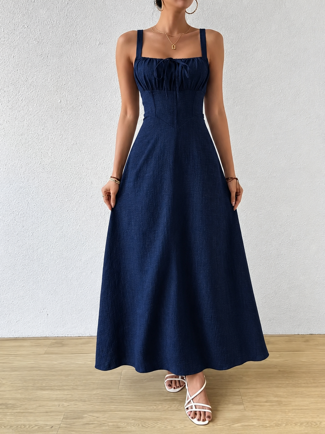 Women's Formal Sundress with Tie Front | Square Neck
