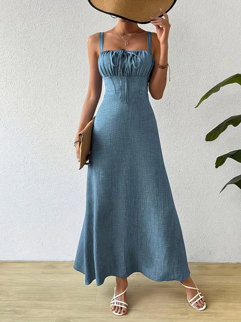 Women's Formal Sundress with Tie Front | Square Neck