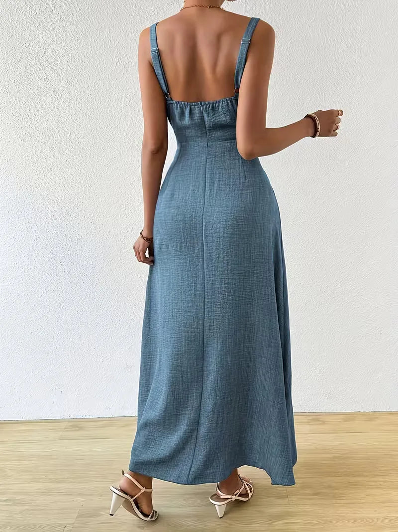 Women's Formal Sundress with Tie Front | Square Neck