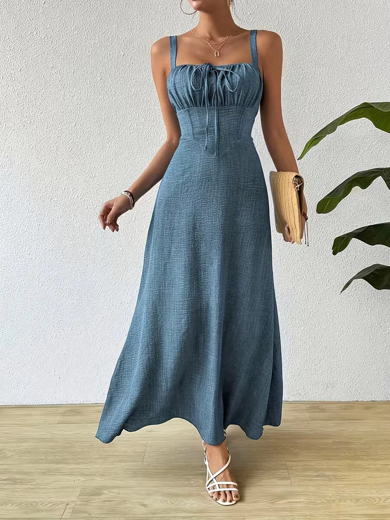 Women's Formal Sundress with Tie Front | Square Neck