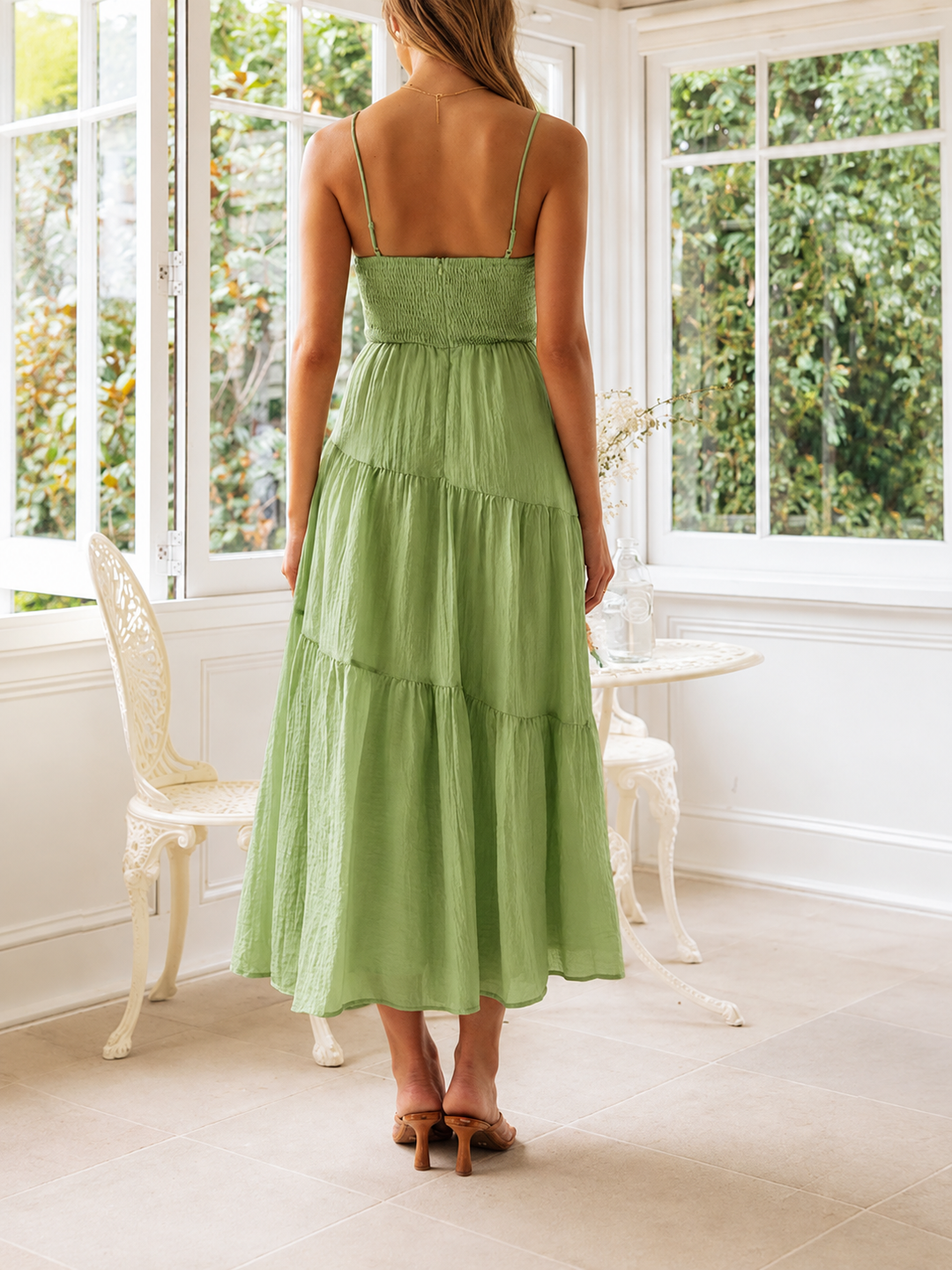 Women's Formal Sundress with Tie Front | Tiered Skirt