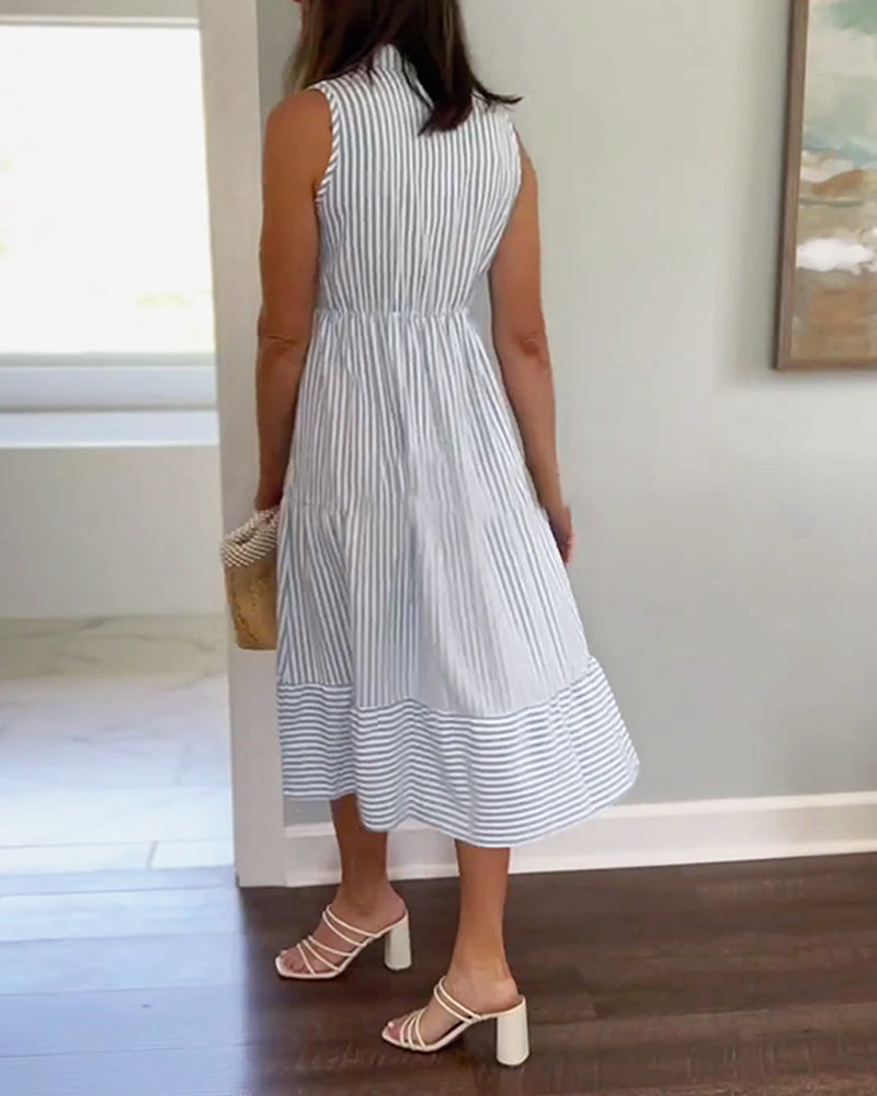 Women's Formal Sundress with V-Neck Collar | Midi
