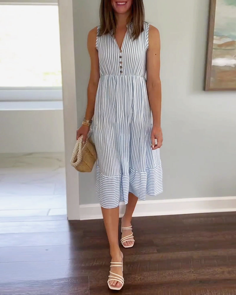 Women's Formal Sundress with V-Neck Collar | Midi