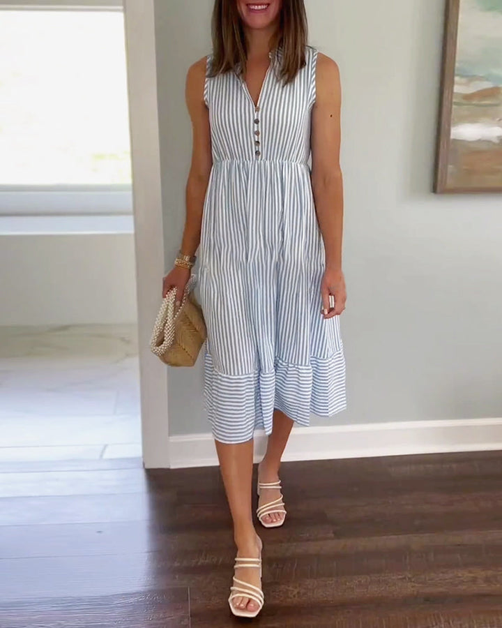 Women's Formal Sundress with V-Neck Collar | Midi