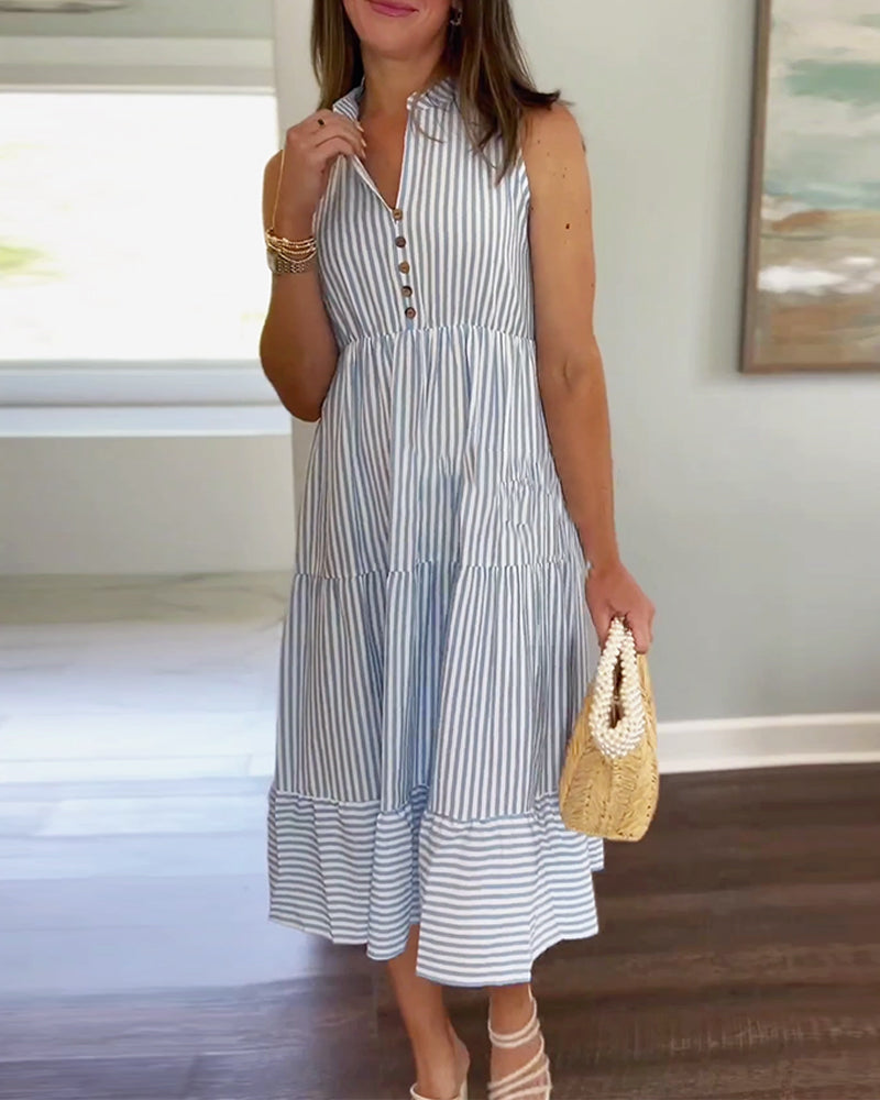 Women's Formal Sundress with V-Neck Collar | Midi
