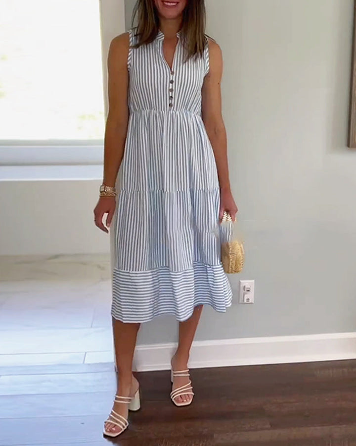 Women's Formal Sundress with V-Neck Collar | Midi