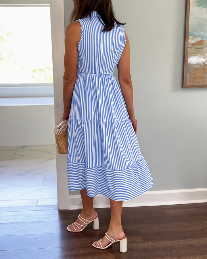 Women's Formal Sundress with V-Neck Collar | Midi