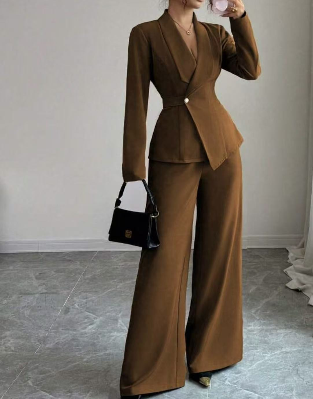 Women's Formal Workwear Set with Fitted Blazer | Wide Leg