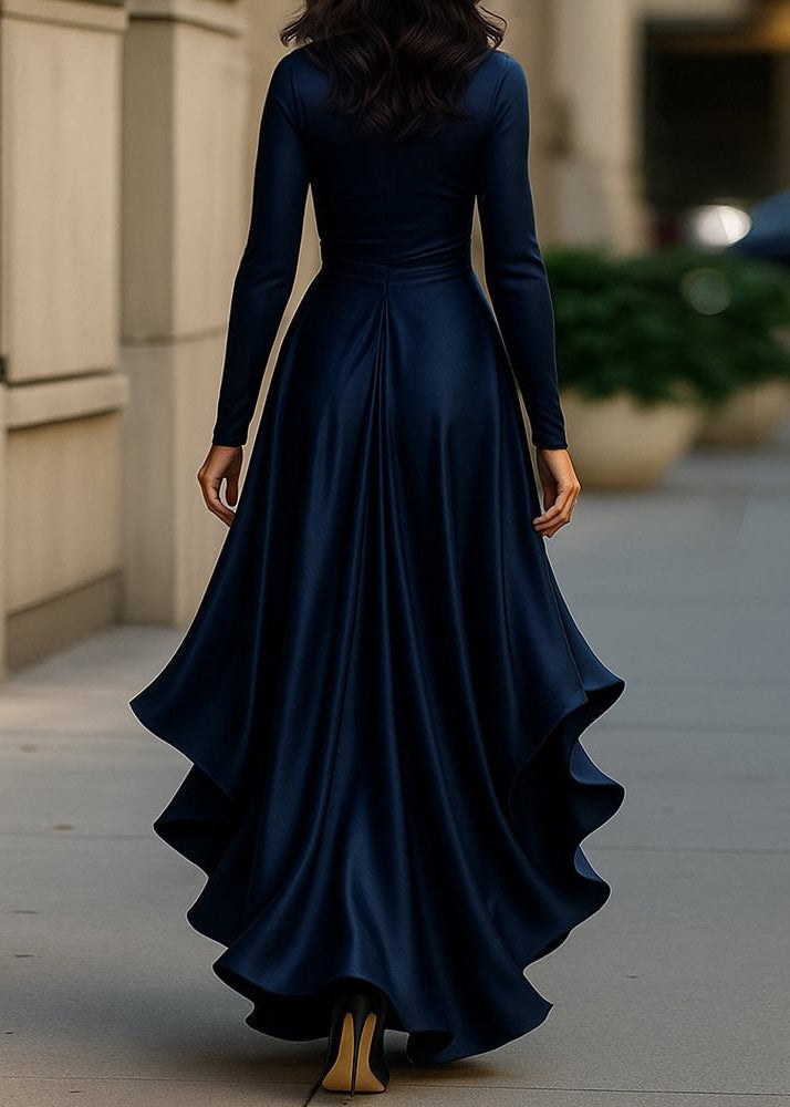 Women's Formal Wrap Dress with Ruffle | Long Sleeve