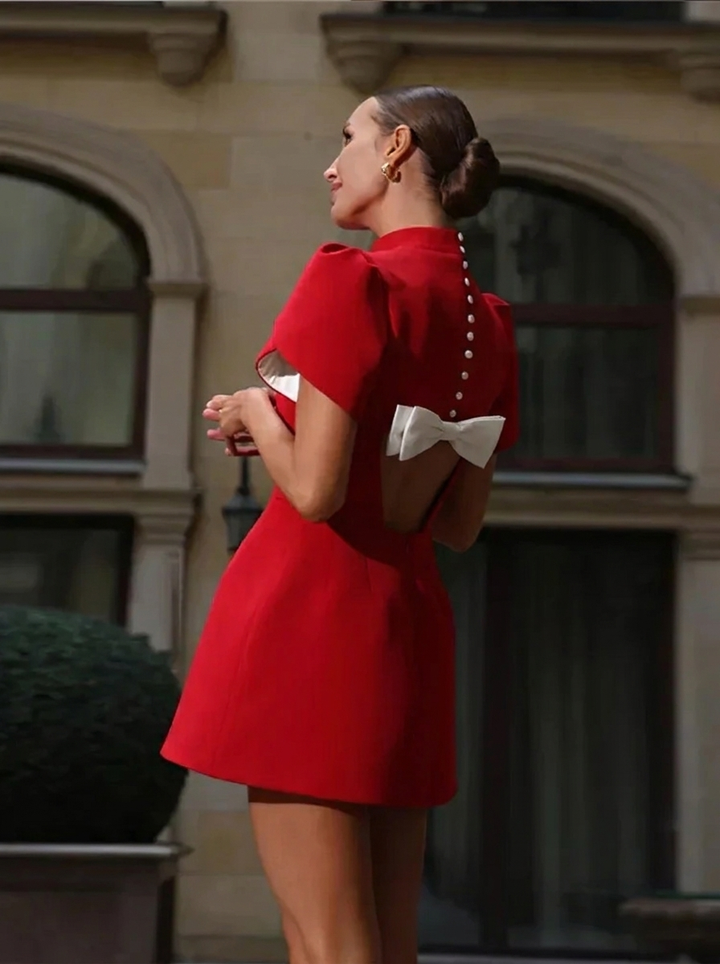 Women's Graduation Dress Mini Open Back Bow | Party